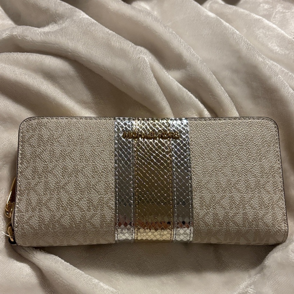 Michael Kors Tan and Silver Wallet